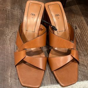 Zara Brown Leather Heels
